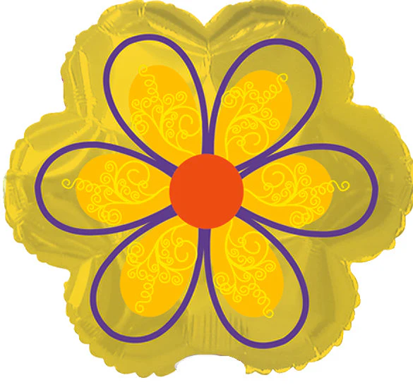 9" Airfill Only (Sticks Sold Separately) Yellow Flower Foil Balloon