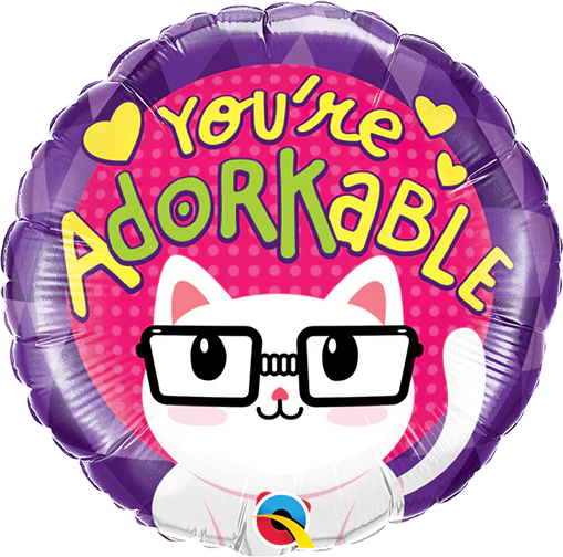 9" Airfill Only (Sticks Sold Separately) You're Adorkable - Kitty Foil Balloon