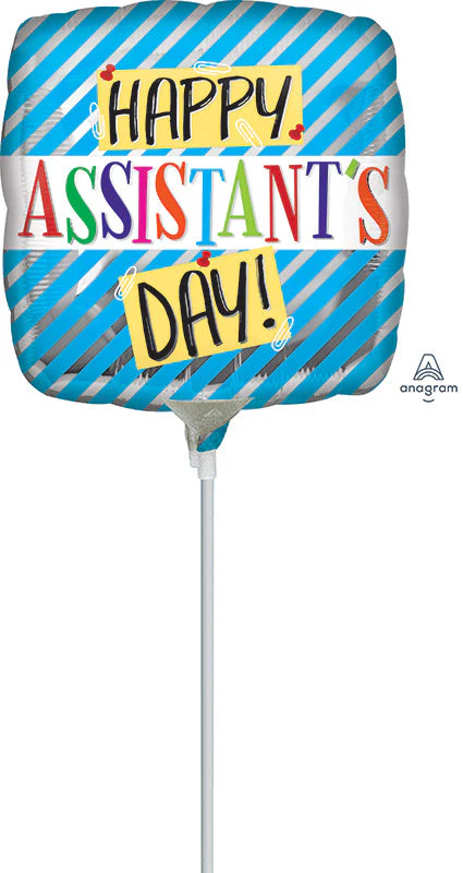 9" Assistant's Day Blue Stripes Airfill Only (Sticks Sold Separately) Foil Balloon