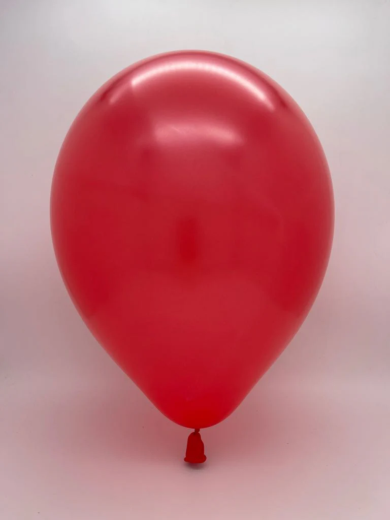 9" Metallic Red Decomex Latex Balloons (100 Per Bag) - Image 2