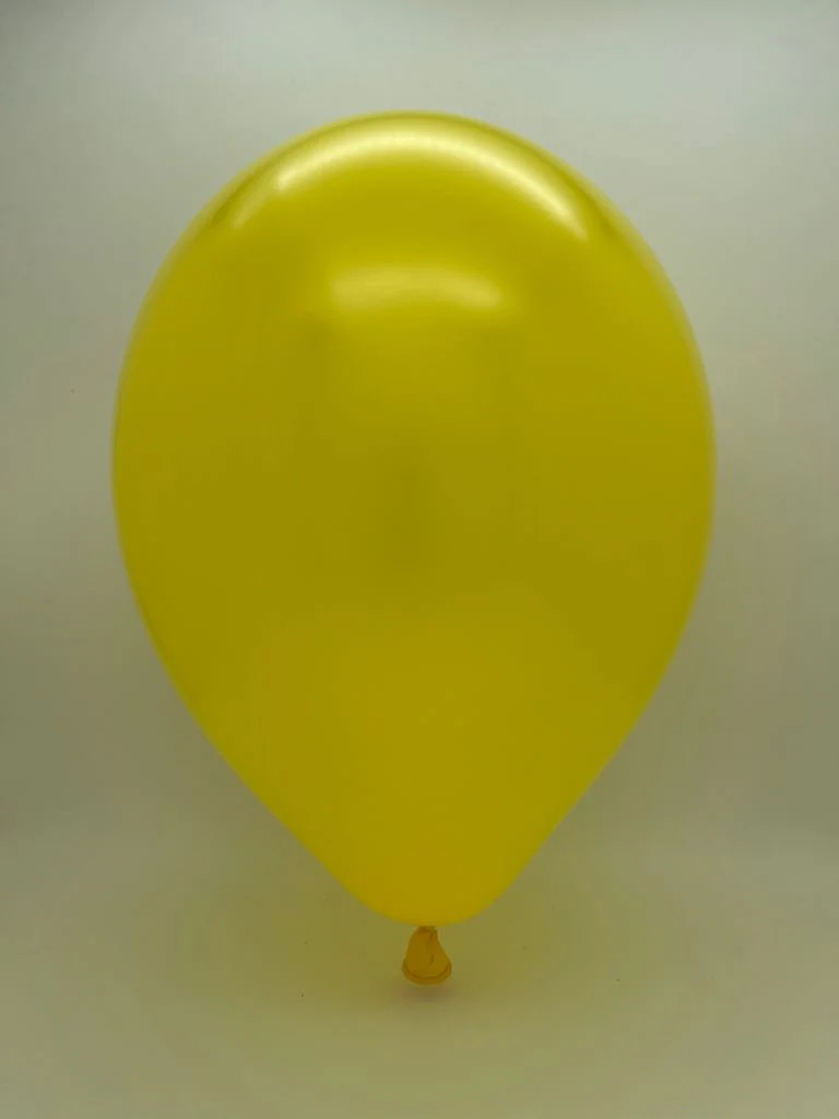 9" Metallic Yellow Decomex Latex Balloons (100 Per Bag) - Image 2