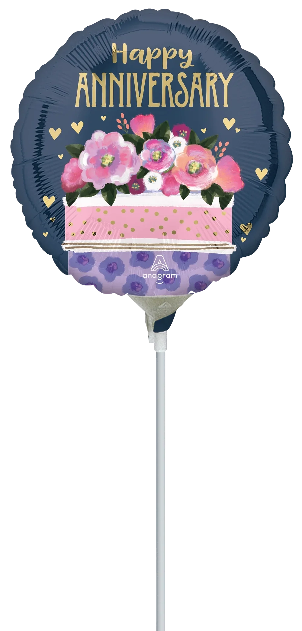 9" Airfill Only (Sticks Sold Separately) Anniversary Cake Foil Balloon
