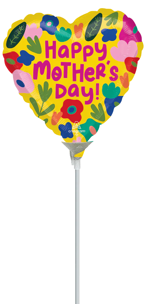 9" Airfill Only (Sticks Sold Separately) Happy Mother's Day Hothouse Petals Foil Balloon