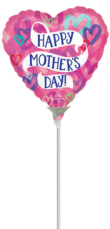 9" Airfill Only (Sticks Sold Separately) Mother's Day Layered Hearts Foil Balloon