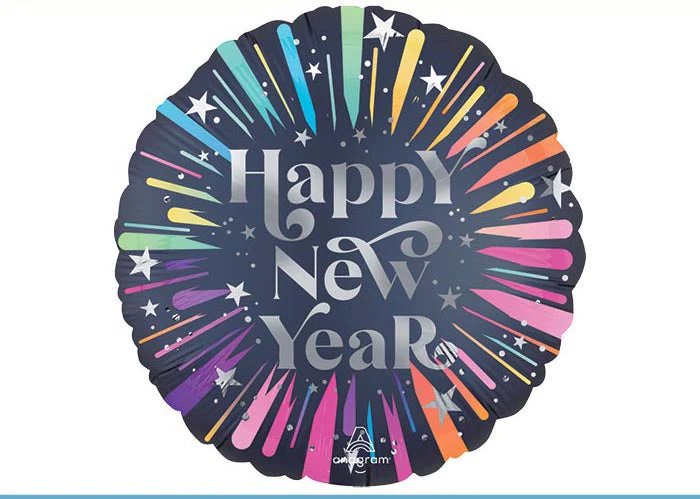 9" Airfill Only (Sticks Sold Separately) Satin New Year's Blast Foil Balloon