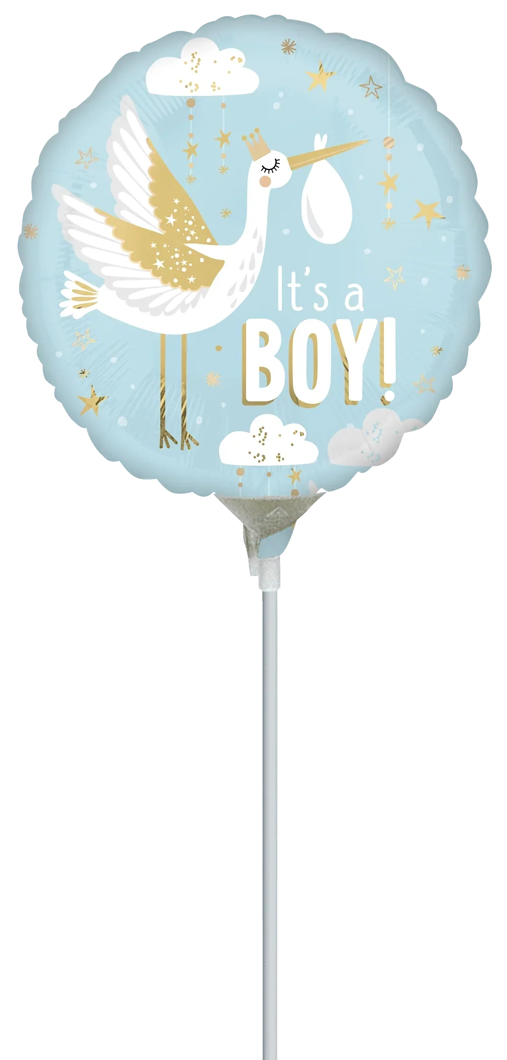 9" Airfill Only (Sticks Sold Separately) Satin Special Delivery Baby Boy Foil Balloon