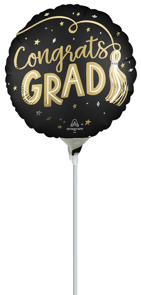 9" Airfill Only (Sticks Sold Separately) Satin Twirling Tassels Congrats Grad Foil Balloon