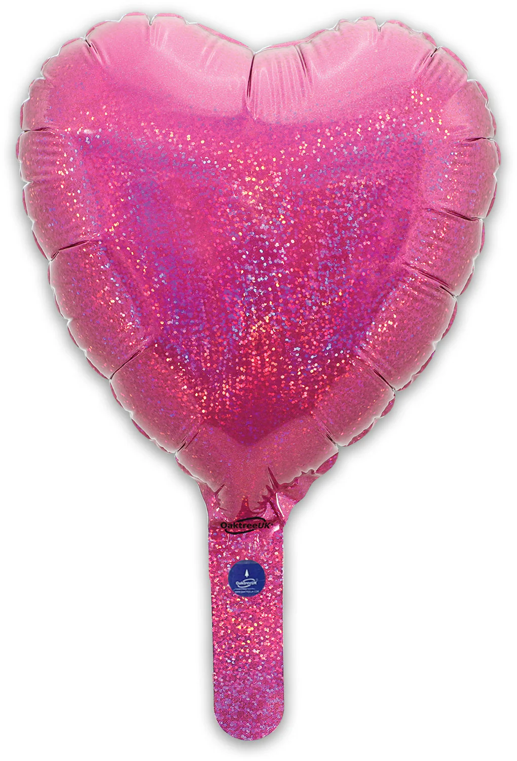 9" Airfill Only (With Self Sealing Valve) Holographic Pink Heart (5 Per Pack) Oaktree Brand Foil Balloon - Image 3