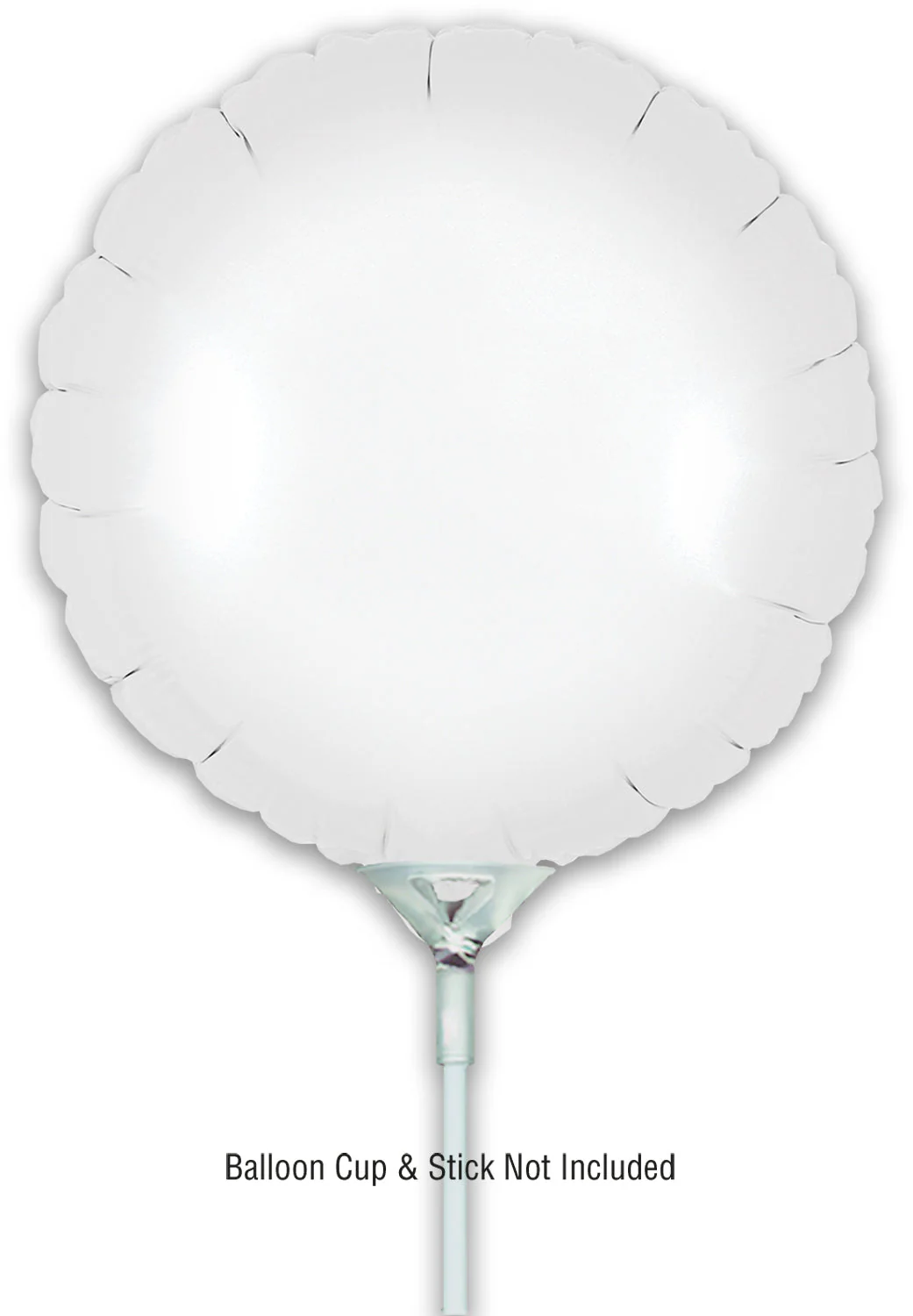 9" Airfill Only (With Self Sealing Valve) Matte White Round (5 Per Pack) Oaktree Brand Foil Balloon