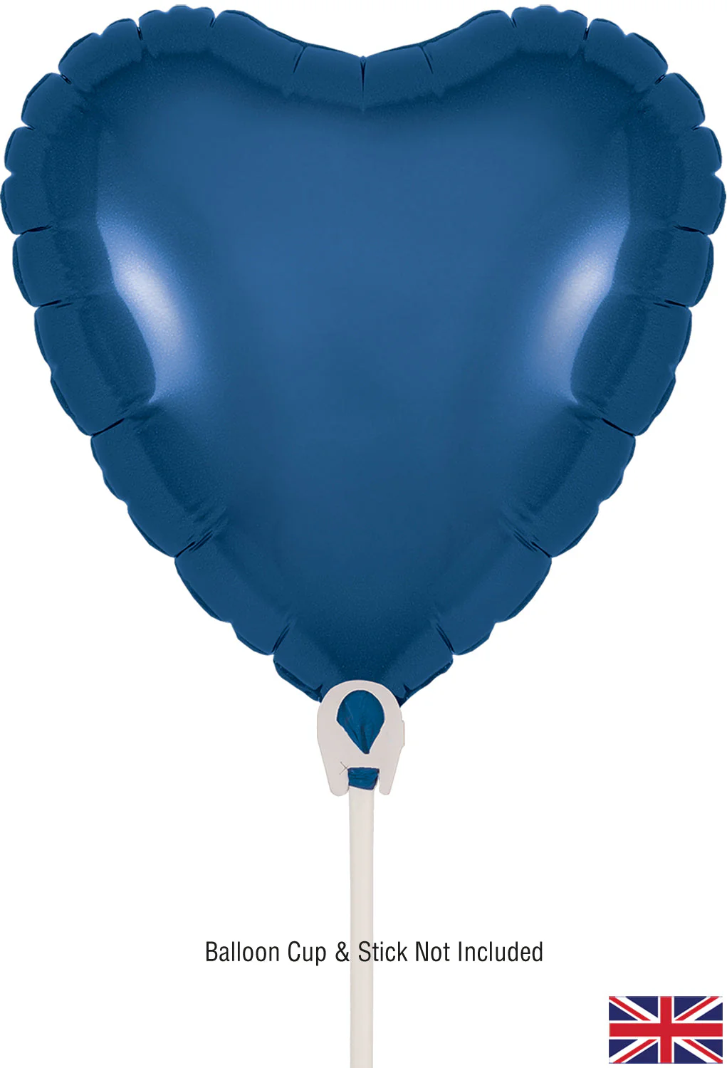 9" Airfill Only (With Self Sealing Valve) Navy Blue Heart (5 Per Pack) Oaktree Brand Foil Balloon