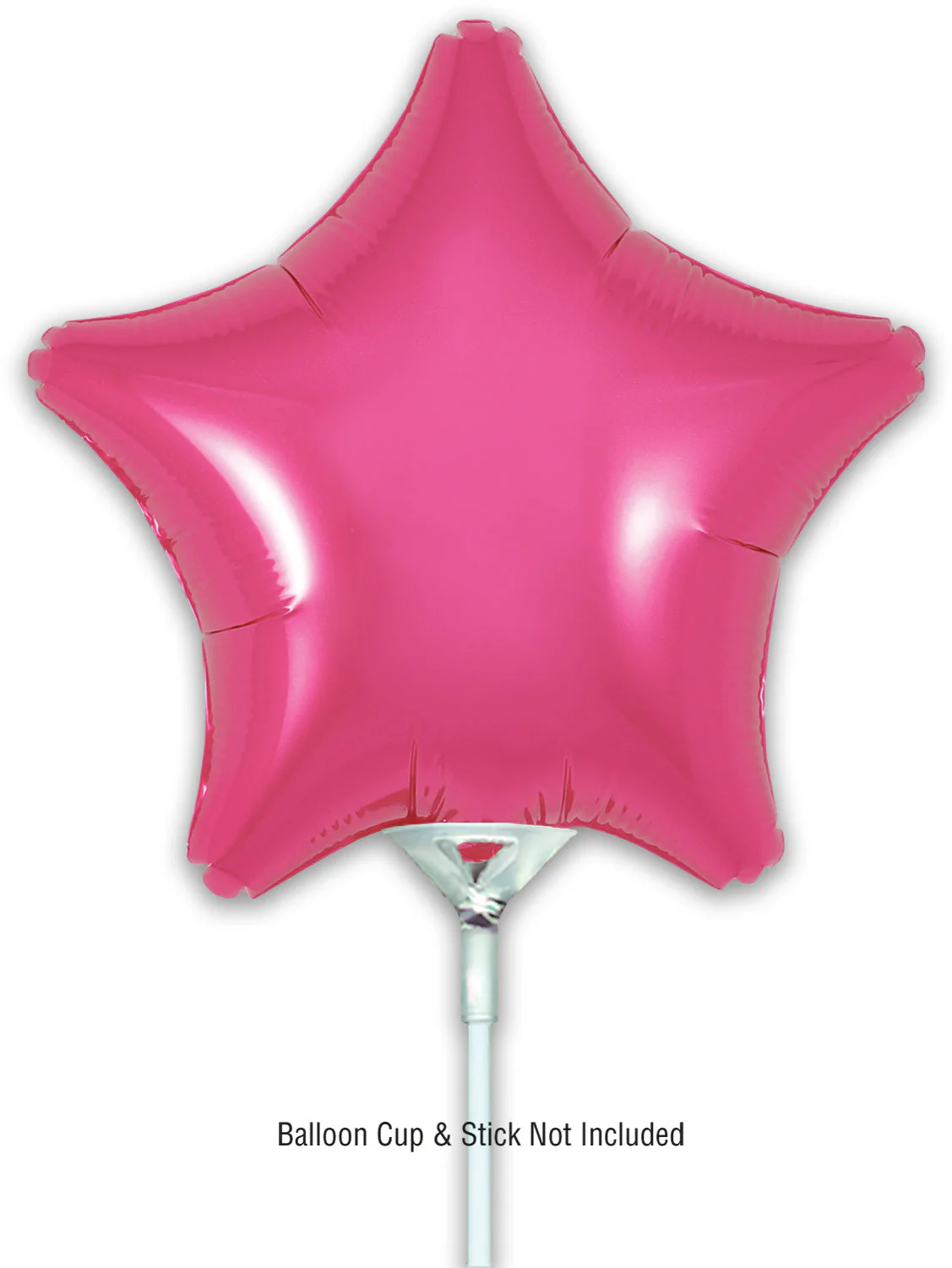 9" Airfill Only (With Self Sealing Valve) Pink Star (5 Per Pack) Oaktree Brand Foil Balloon