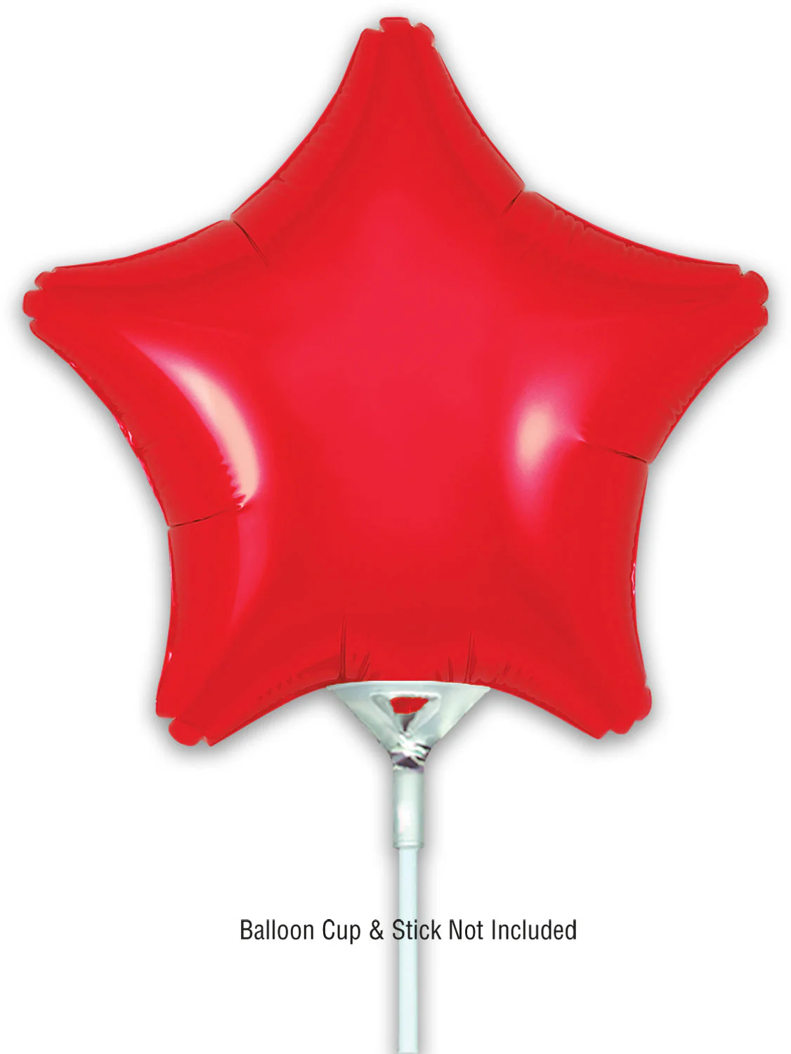 9" Airfill Only (With Self Sealing Valve) Red Star (5 Per Pack) Oaktree Brand Foil Balloon