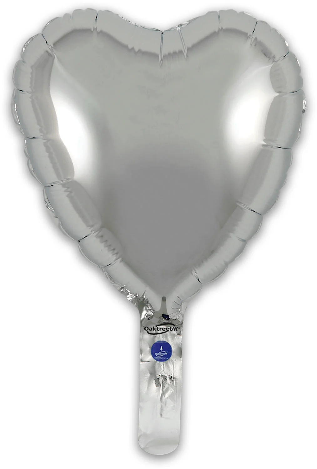 9" Airfill Only (With Self Sealing Valve) Silver Heart (5 Per Pack) Oaktree Brand Foil Balloon - Image 3