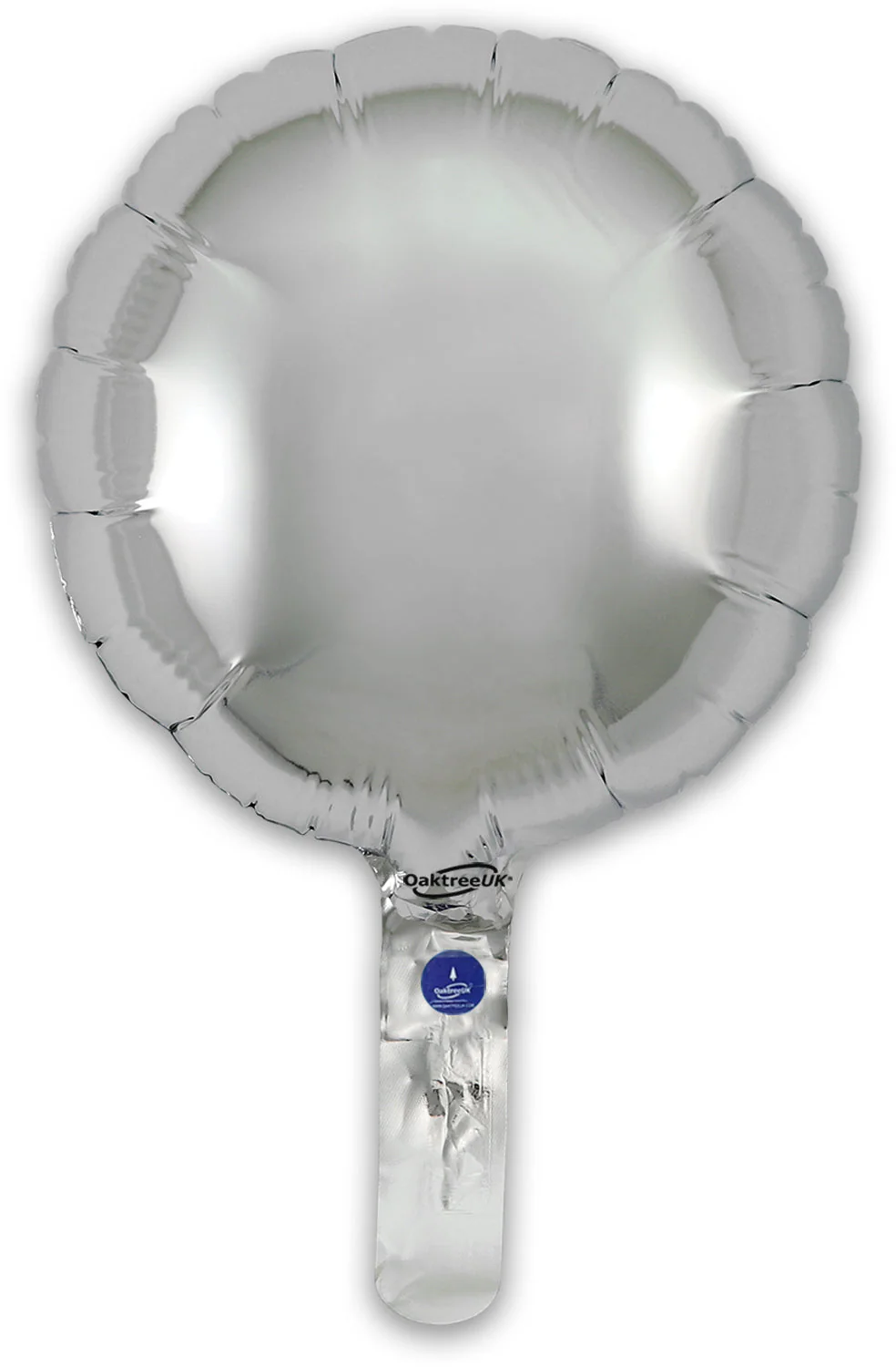 9" Airfill Only (With Self Sealing Valve) Silver Round (5 Per Pack) Oaktree Brand Foil Balloon - Image 3