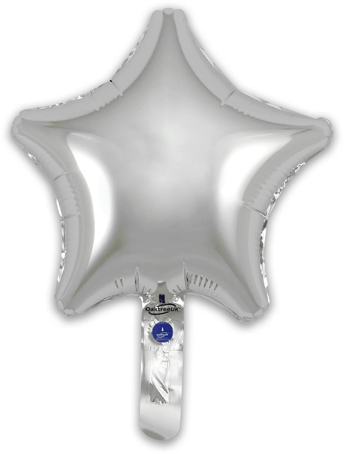 9" Airfill Only (With Self Sealing Valve) Silver Star (5 Per Pack) Oaktree Brand Foil Balloon - Image 3