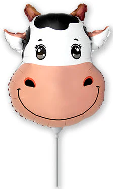 10" Airfill Only (Sticks Sold Separately) Cow Head Mini Foil Balloon