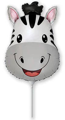 11" Airfill Only (Sticks Sold Separately) Zebra Head Mini Foil Balloon