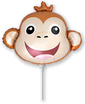 12" Airfill Only (Sticks Sold Separately) Monkey Head Mini Foil Balloon