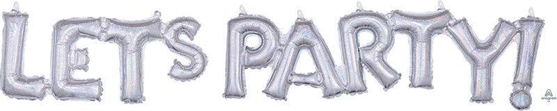 Airfill Only Block Phrase Let's Party Holographic Balloon