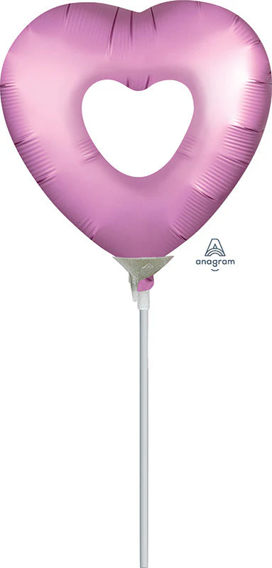 Airfill Only (Sticks Sold Separately) Mini Shape Flamingo Open Heart Foil Balloon