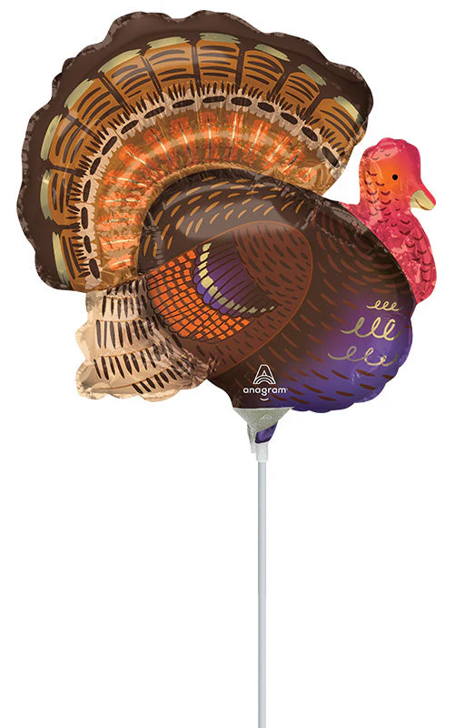 Airfill Only Mini Shape Thankful Turkey Foil Balloon