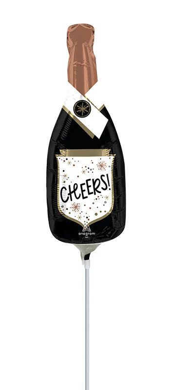 Airfill Only (Sticks Sold Separately) MiniShape Cheers Confetti Bubbly Bottle Foil Balloon