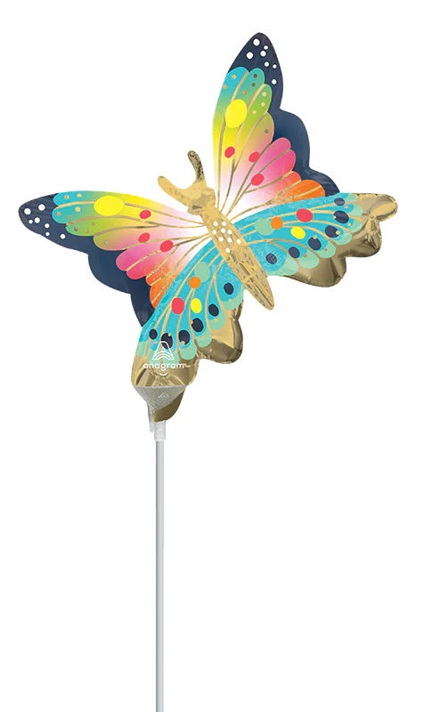Airfill Only (Sticks Sold Separately) Satin Vibrant Flutters Butterfly Mini Shape Foil Balloon