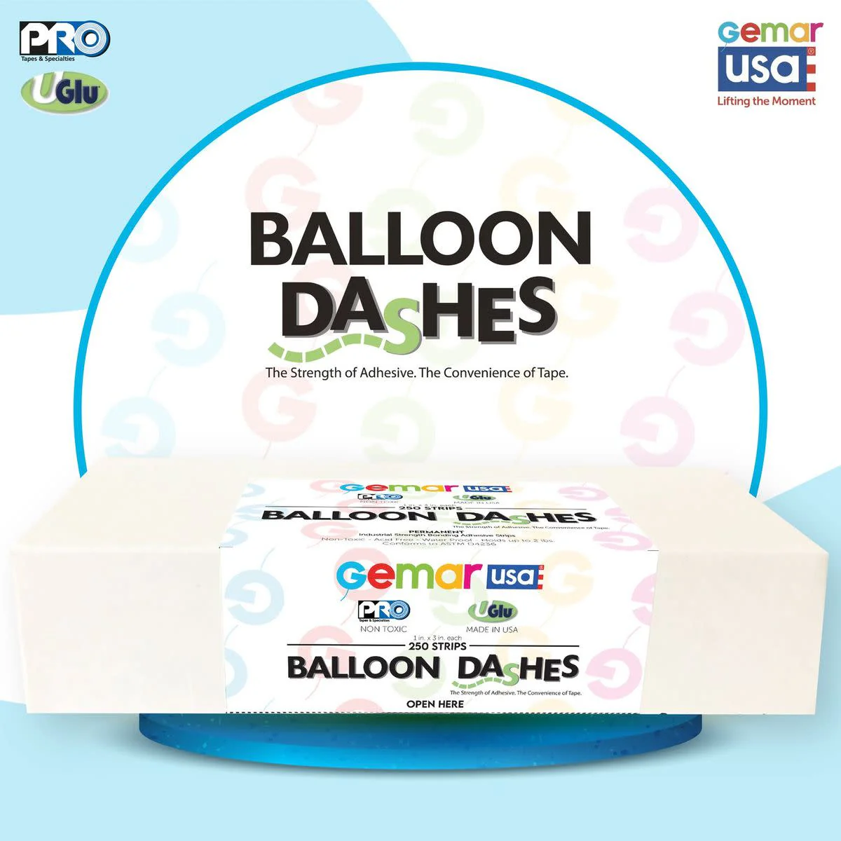 Balloon Dashes 1" X 3" (250 Strip Pieces) (Made By ProTape UGlu)