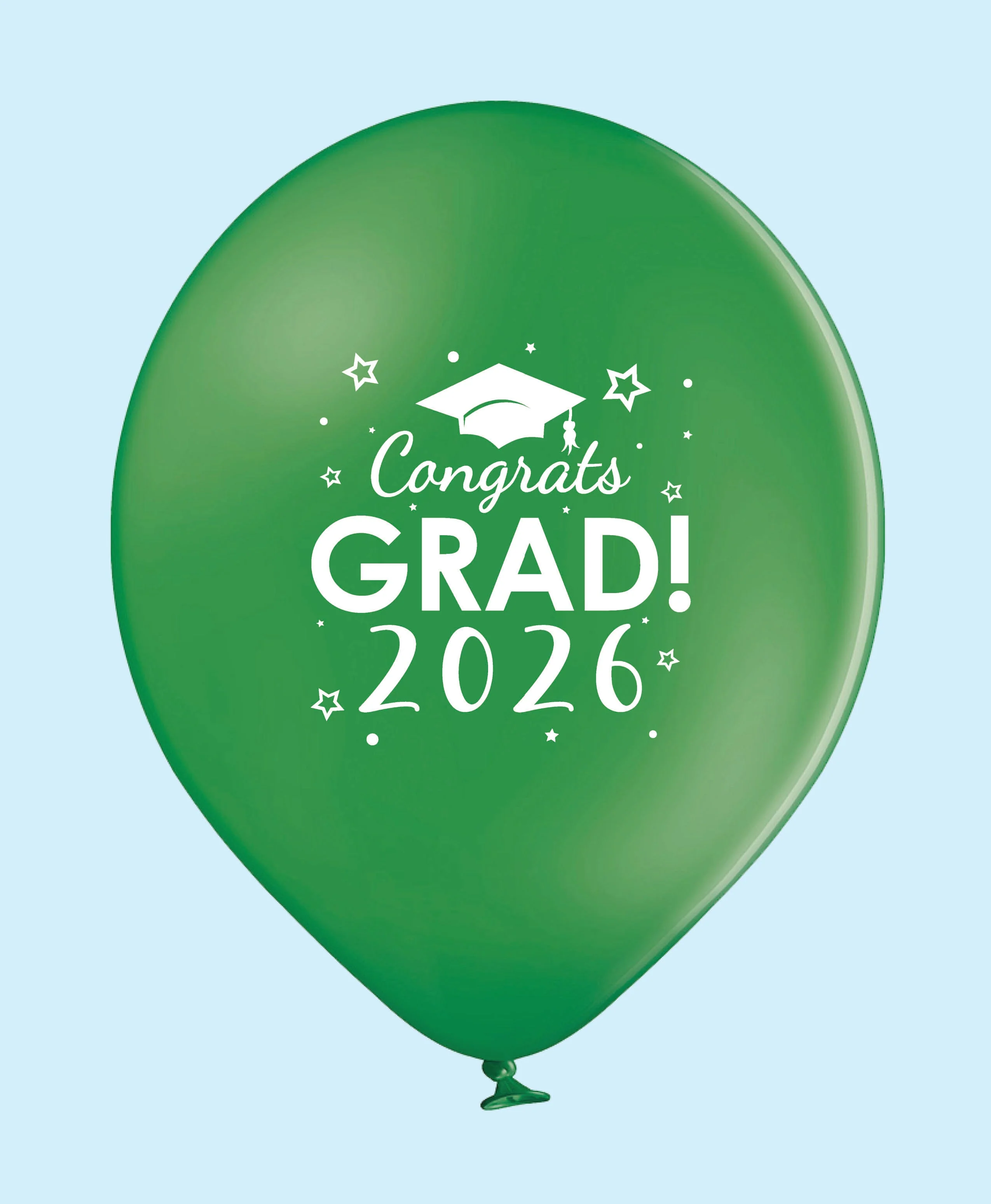 11" Congrats Grad 2026 Printed Latex Balloons 25 Count Green