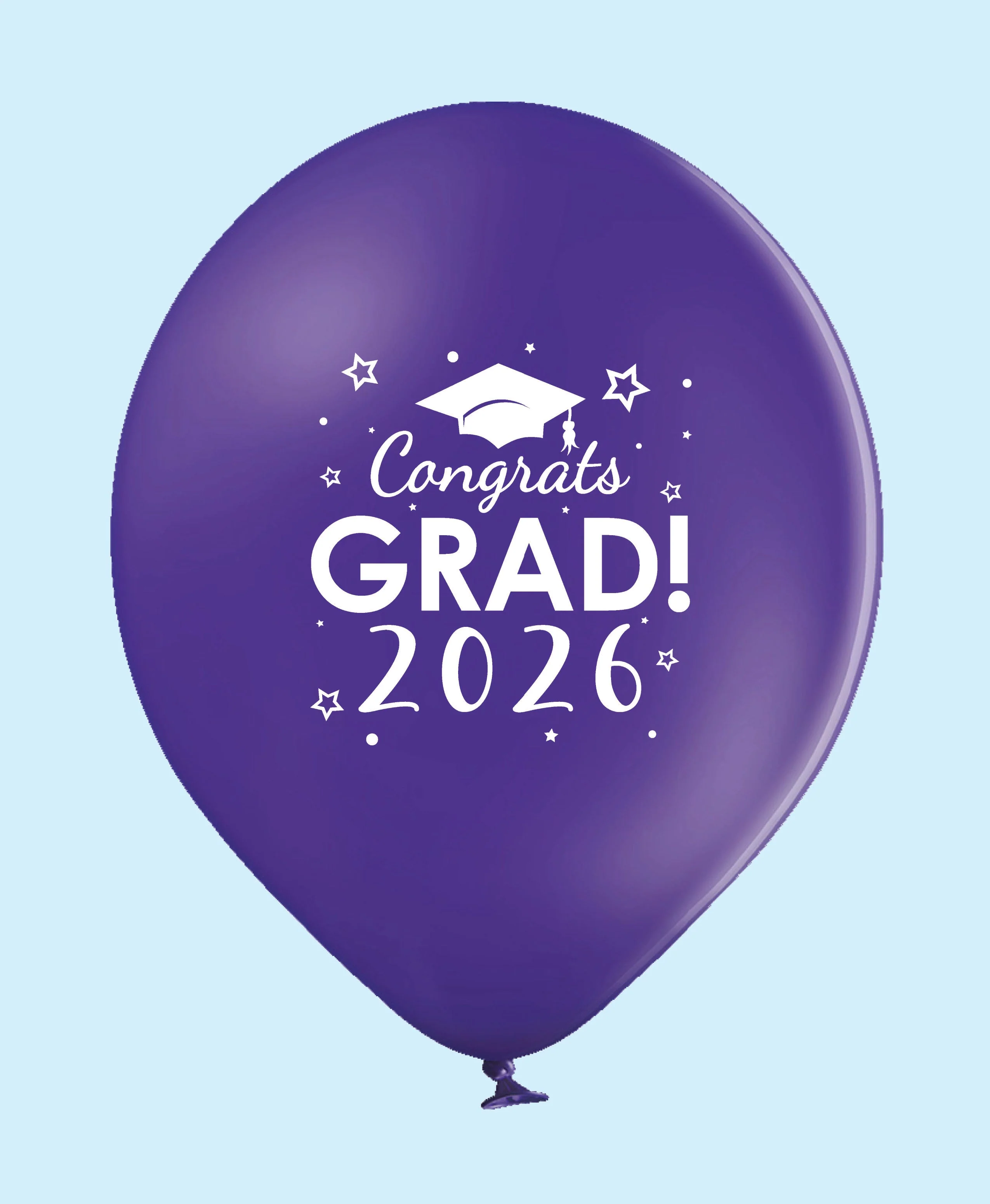 11" Congrats Grad 2026 Printed Latex Balloons 25 Count Purple