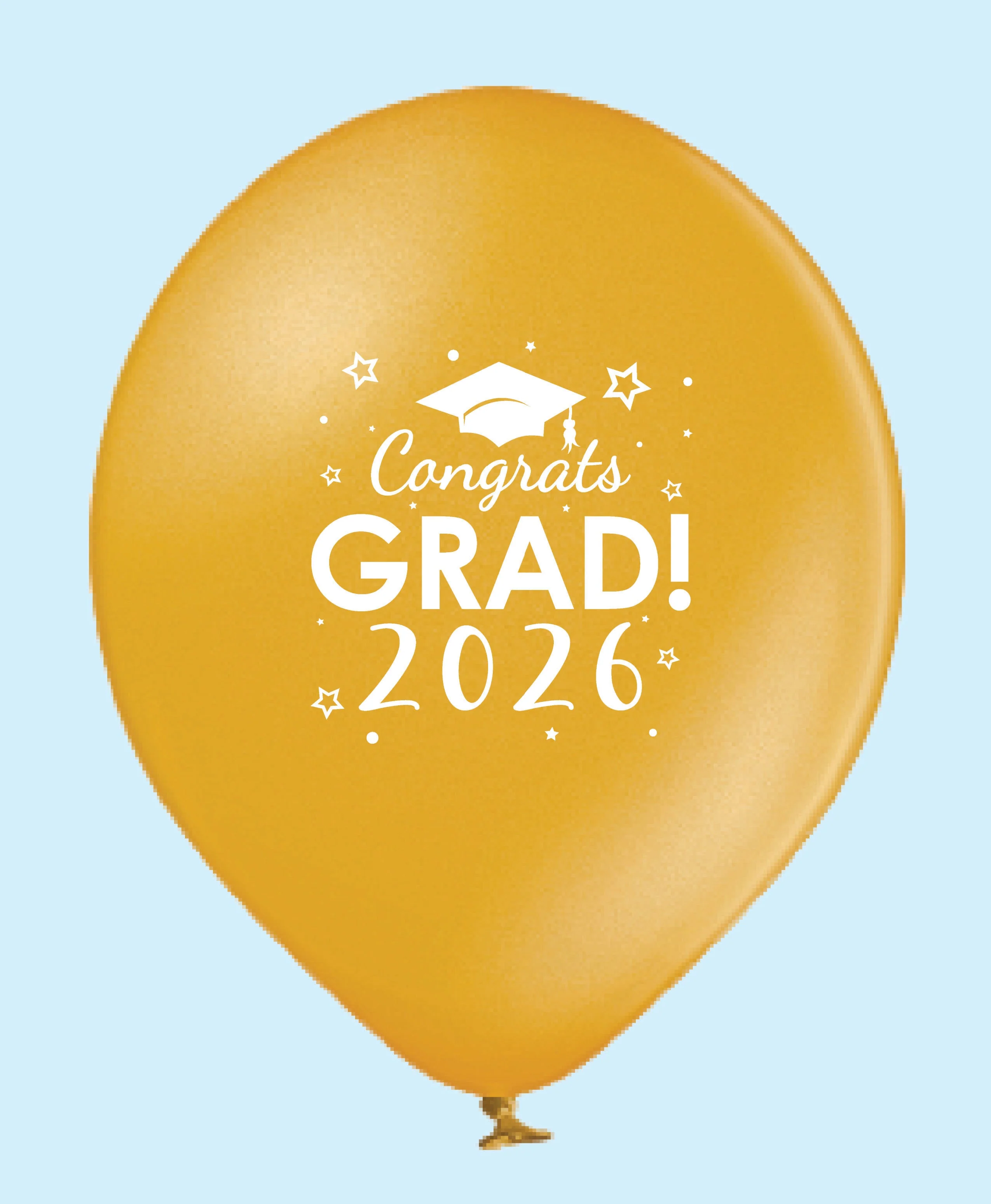 11" Congrats Grad 2026 Printed Latex Balloons 25 Count Gold