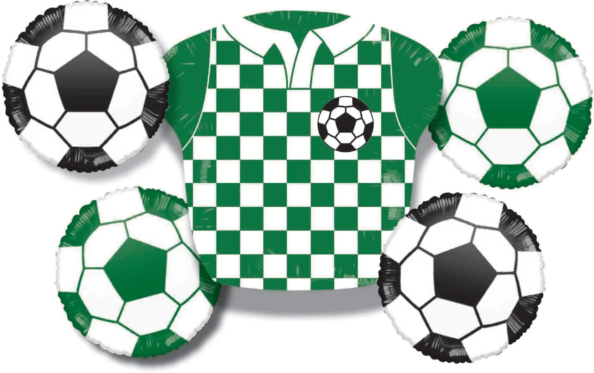 Bouquet 5pc Soccer T Shirt Green/White Foil Balloon