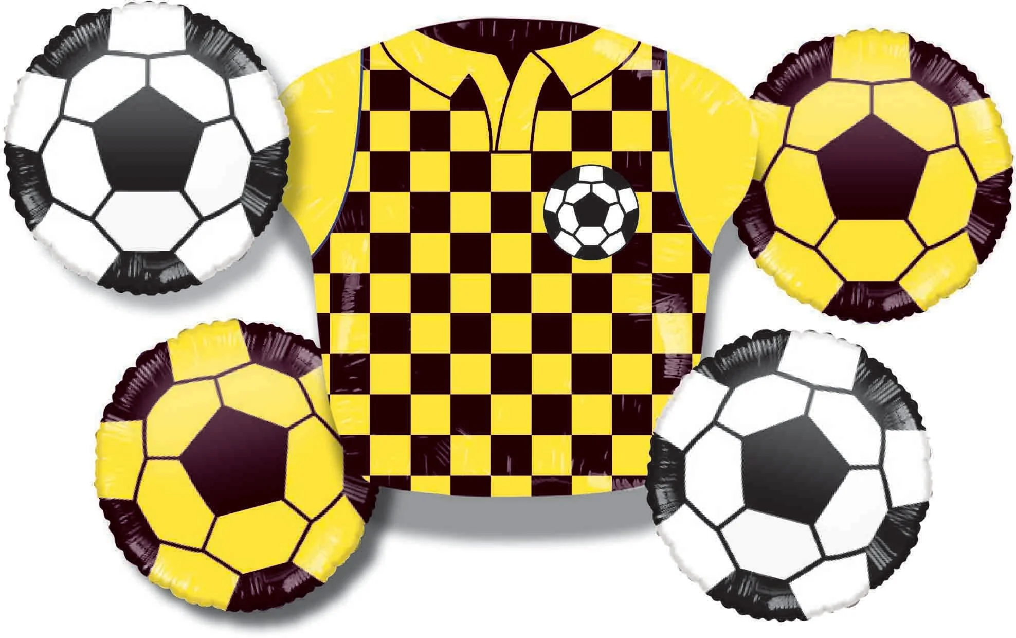 Bouquet 5pc Soccer T Shirt Yellow With Black Foil Balloon