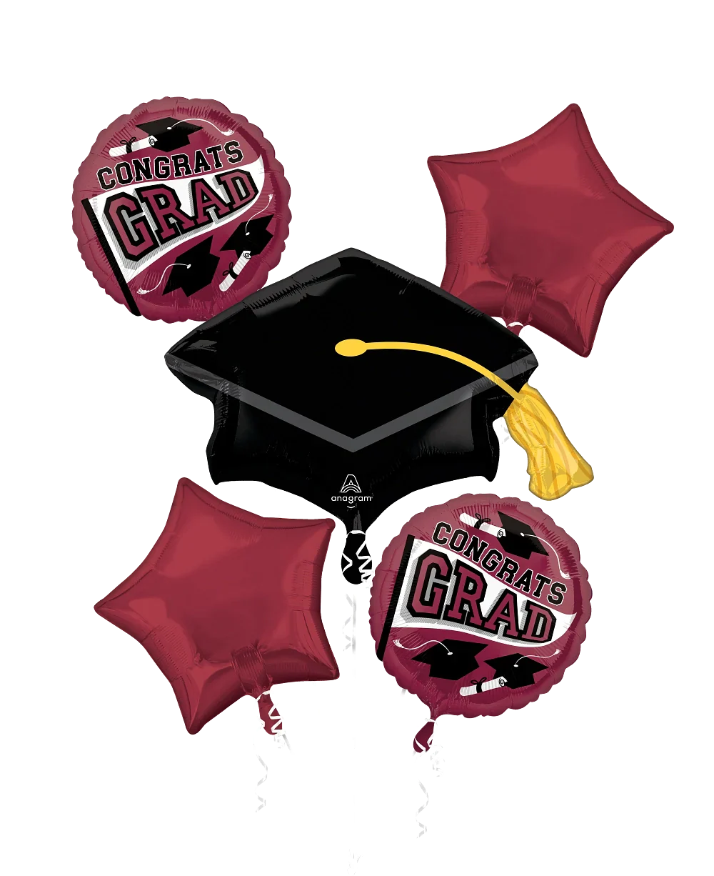 Bouquet Graduation School Colors Be True to Your School - Berry Foil Balloon