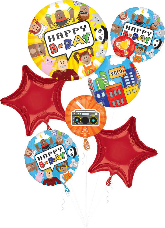 Bouquet Party Town Happy Birthday Foil Balloon