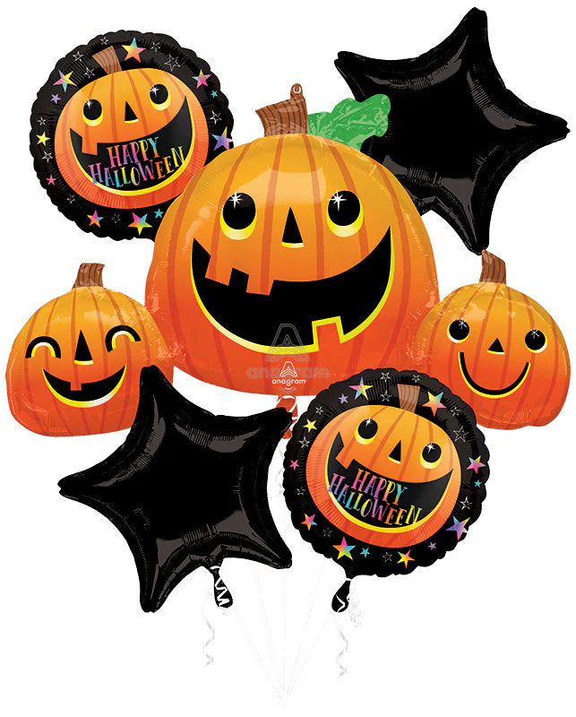 Bouquet Smiley Halloween Pumpkins Foil Balloon