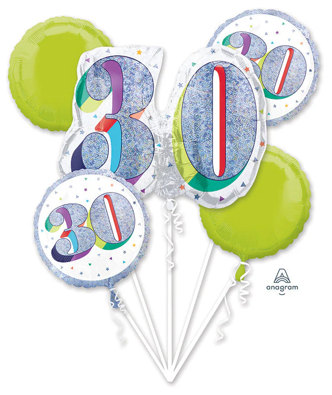 Bouquet Sparkles Number 30 Foil Balloon