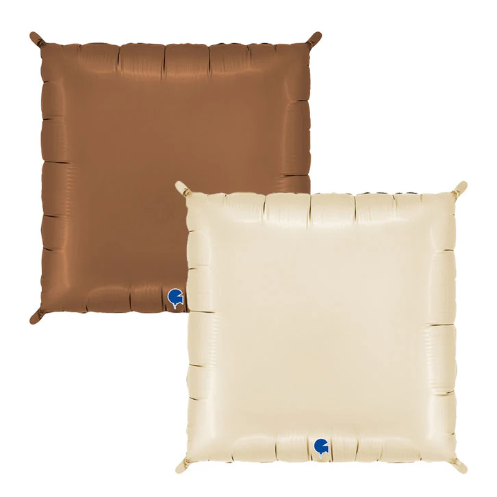 28" (24" Inflated) Deco Bicolor Squares Satin Cream & Chocolate Foil Balloon (2 Pack)