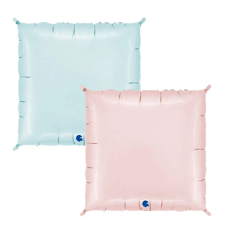 28" (24" Inflated) Deco Bicolor Squares Satin Pastel Blue & Pastel Pink Foil Balloon (2 Pack)