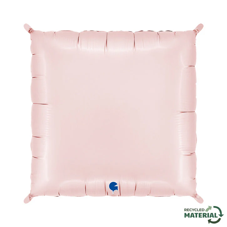 28" (24" Inflated) Deco Bicolor Squares Satin Pastel Blue & Pastel Pink Foil Balloon (2 Pack) - Image 3