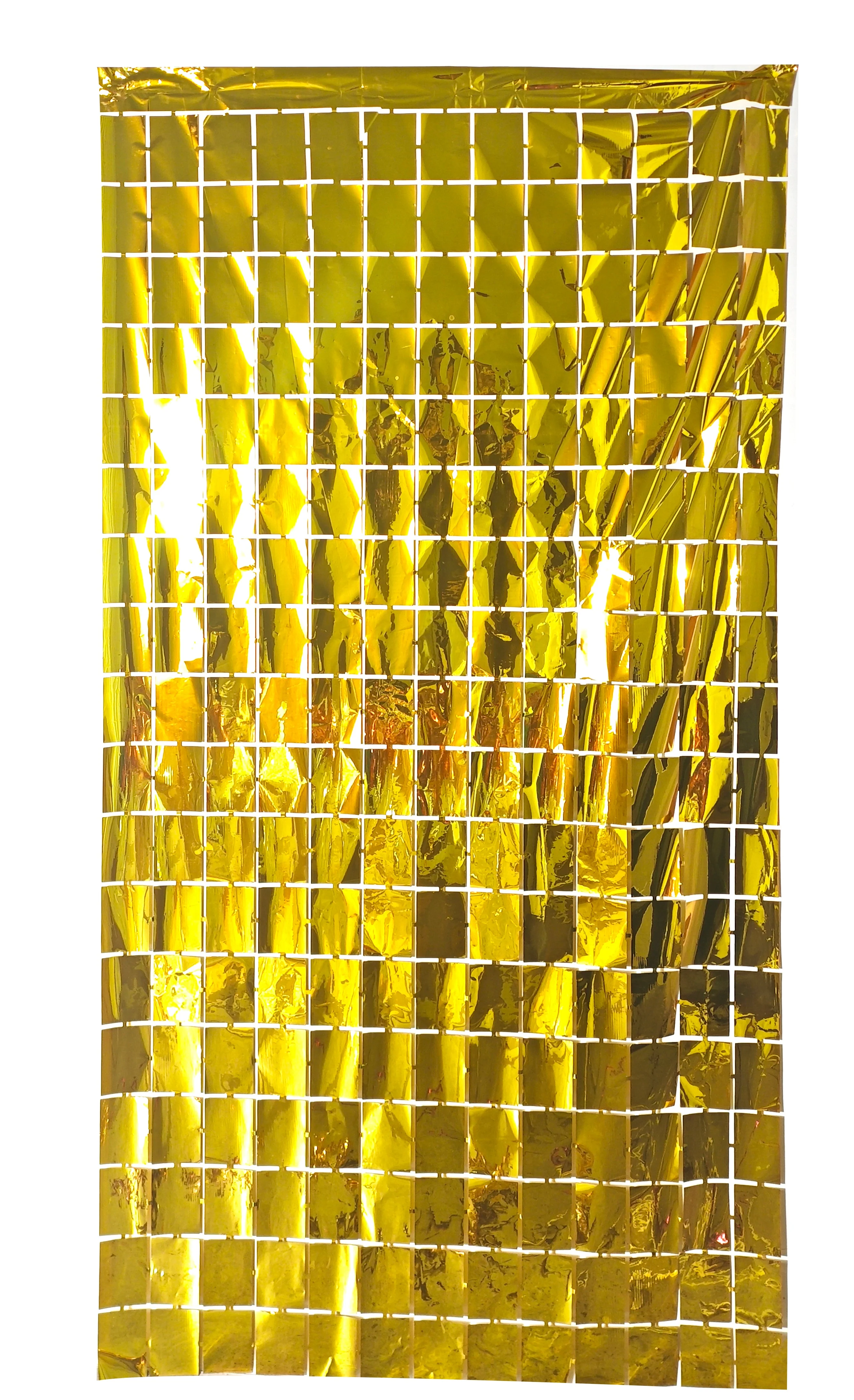 6.5 Feet x 3.25 Feet Foil Fringe Tinsel Rectangles Curtain Backdrop MylarGram Gold