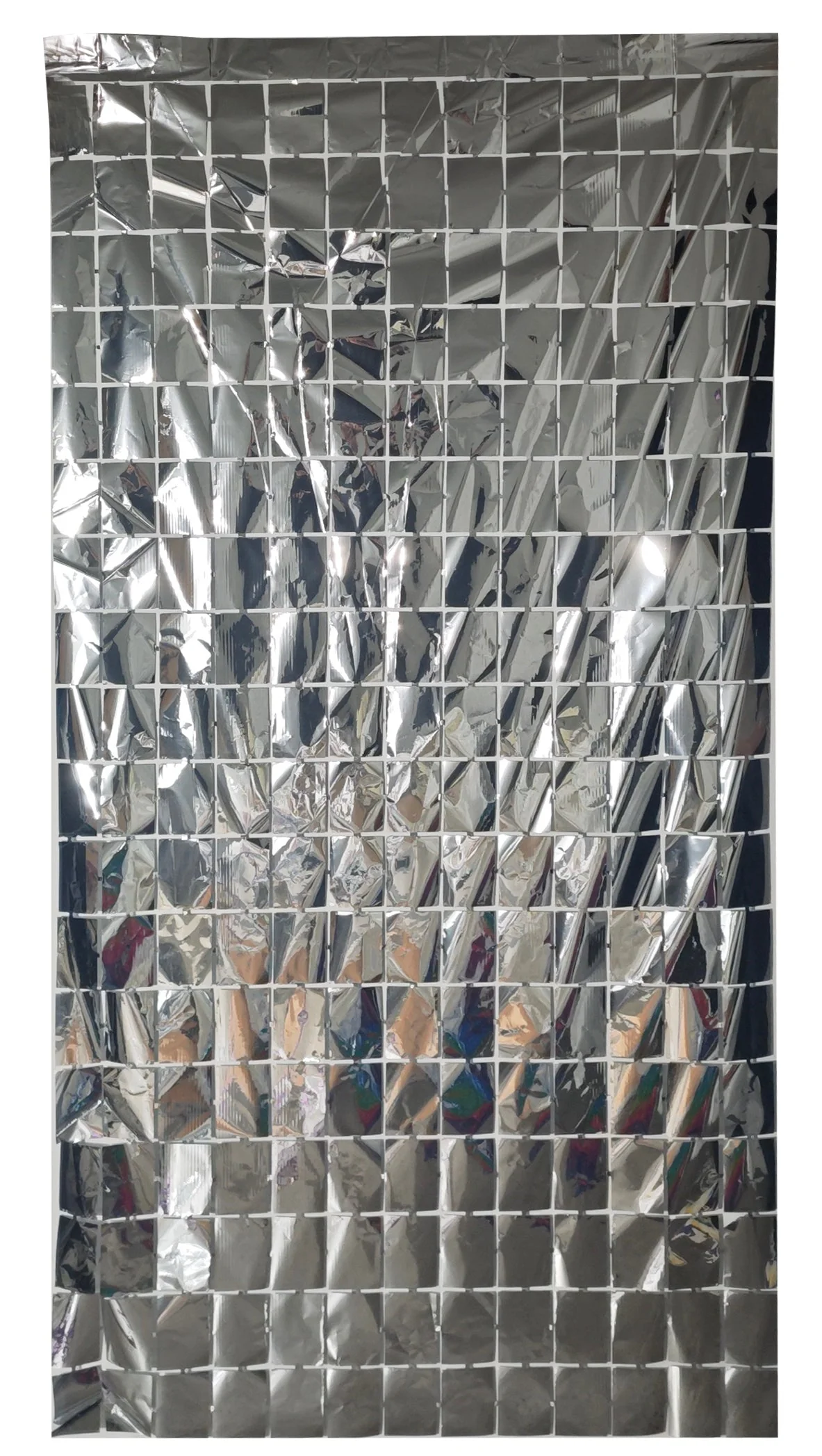 6.5 Feet x 3.25 Feet Foil Fringe Tinsel Rectangles Curtain Backdrop MylarGram Silver
