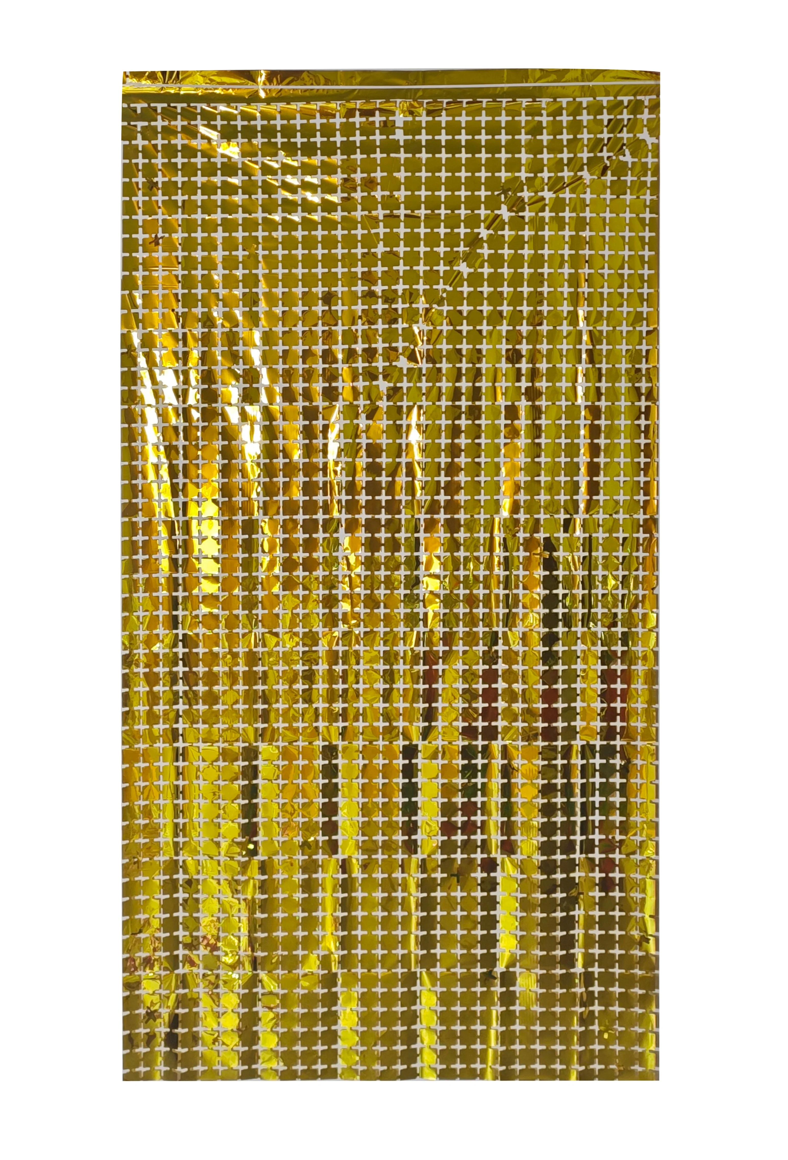 6.5 Feet x 3.25 Feet Foil Fringe Tinsel Squares Curtain Backdrop MylarGram Gold