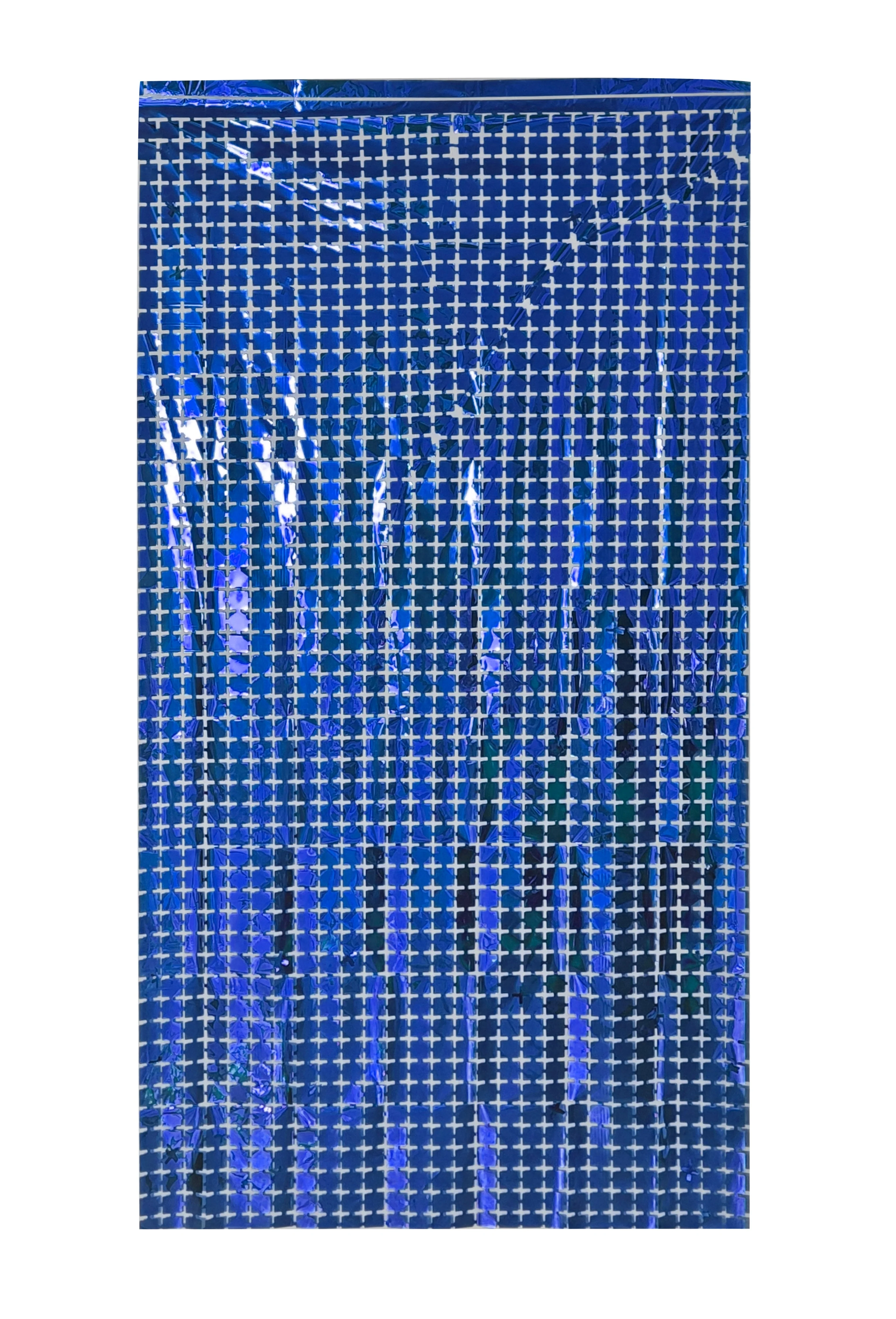 6.5 Feet x 3.25 Feet Foil Fringe Tinsel Squares Curtain Backdrop MylarGram Light Blue
