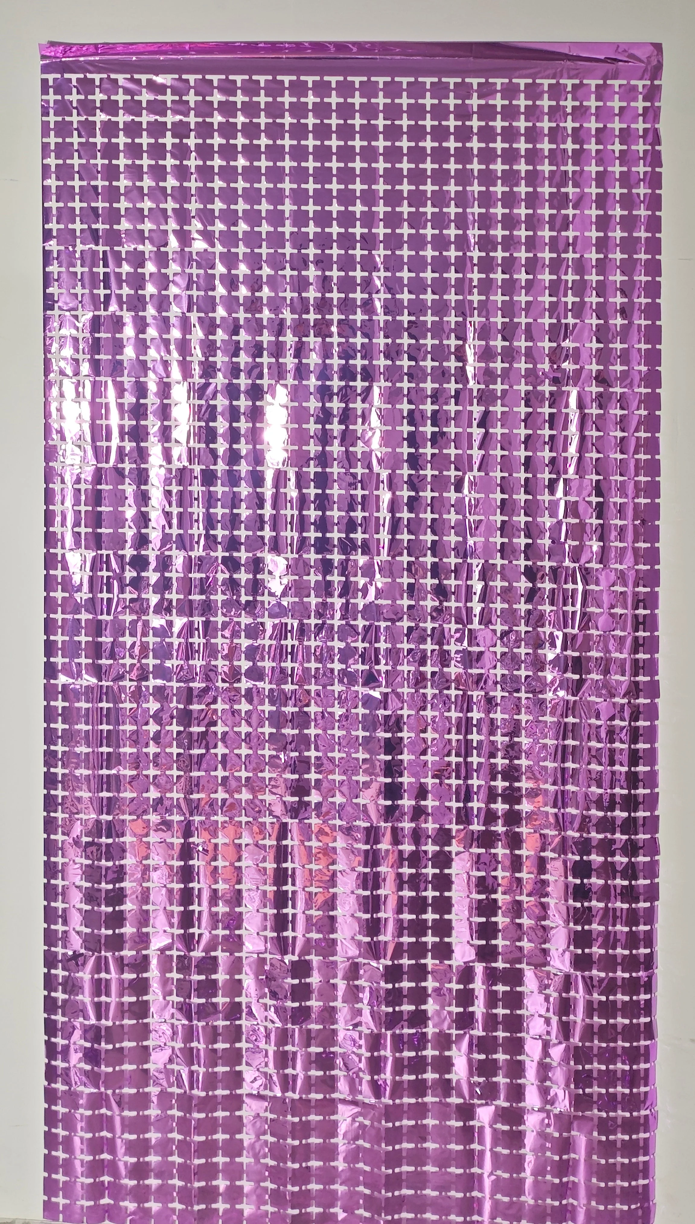 6.5 Feet x 3.25 Feet Foil Fringe Tinsel Squares Curtain Backdrop MylarGram Pink
