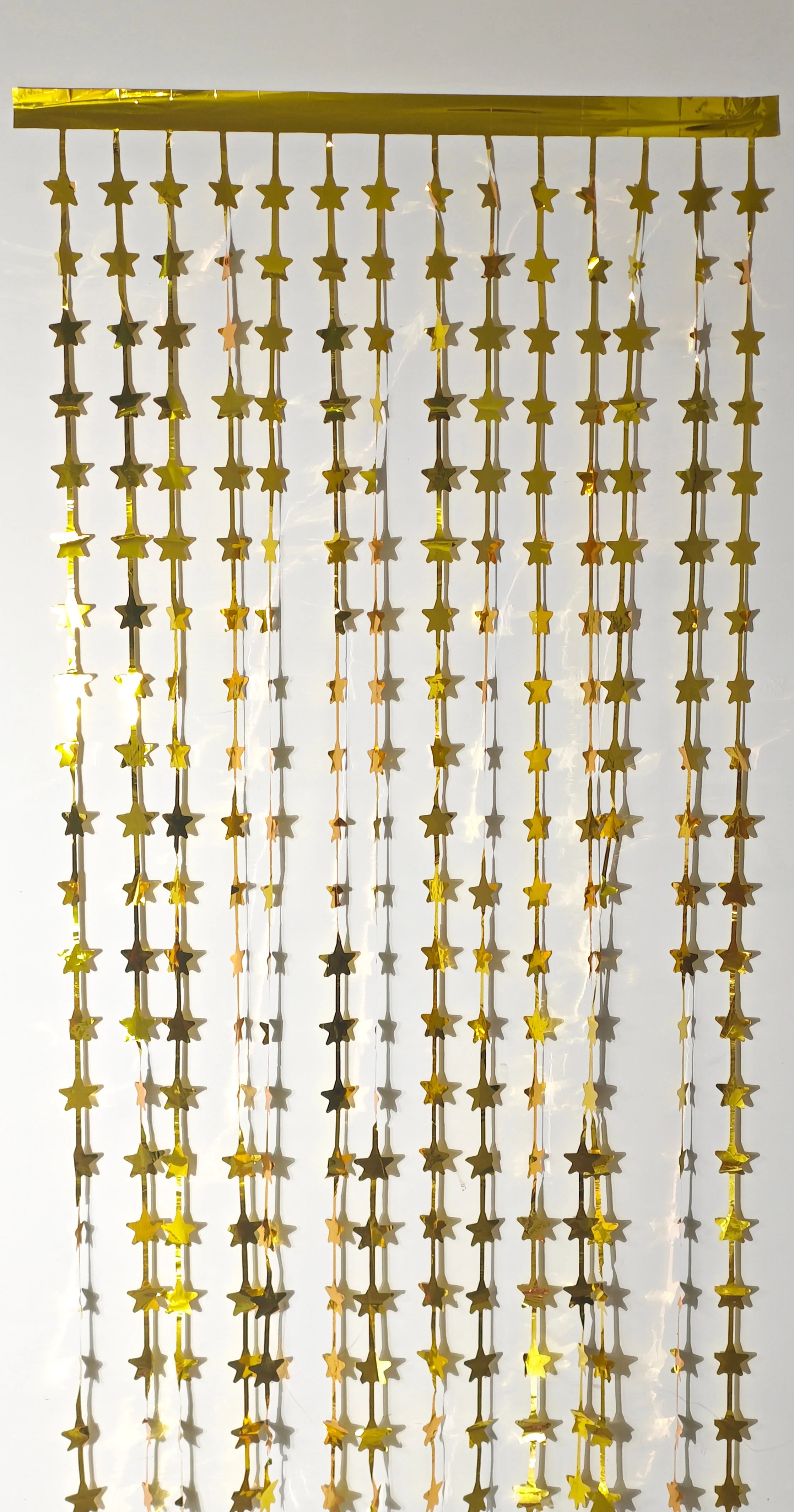 6.5 Feet x 3.25 Feet Foil Fringe Tinsel Star Curtain Backdrop MylarGram Gold