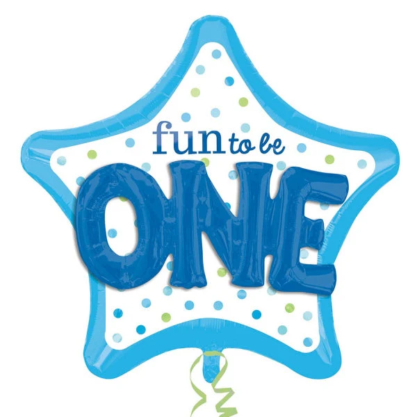 Fun to Be O-N-E Boy Balloon Deluxe Shape Packaged
