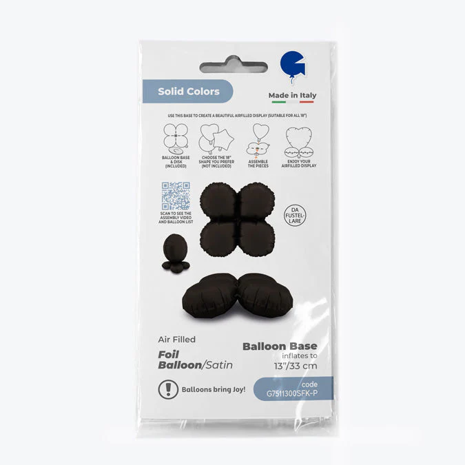 13" (17" Deflated) Standup Base Drops MiniSatin Fumé Black Foil Balloon - Image 3