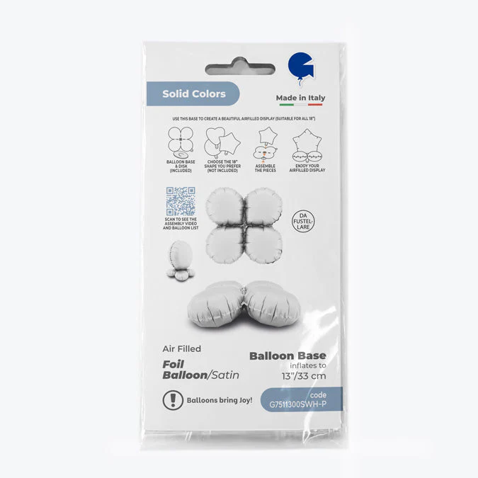 13" (17" Deflated) Standup Base Drops MiniSatin White Foil Balloon - Image 3