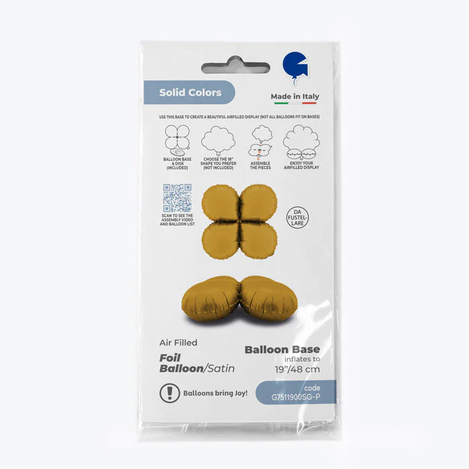 19" (26" Deflated) Standup Base Drops Medium Satin Gold Foil Balloon - Image 3
